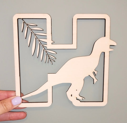 Houten letter thema dino's