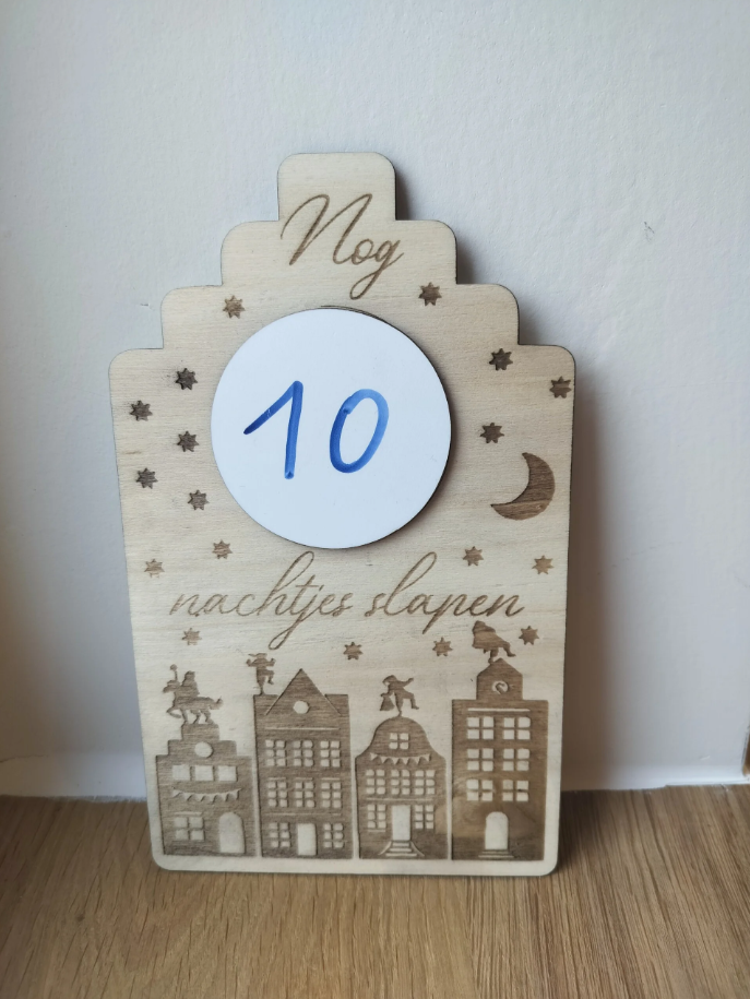 Houten aftelkalender sinterklaas