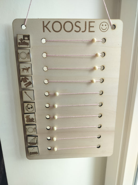 Houten Dagplanner met Personaliseerbare Pictogrammen