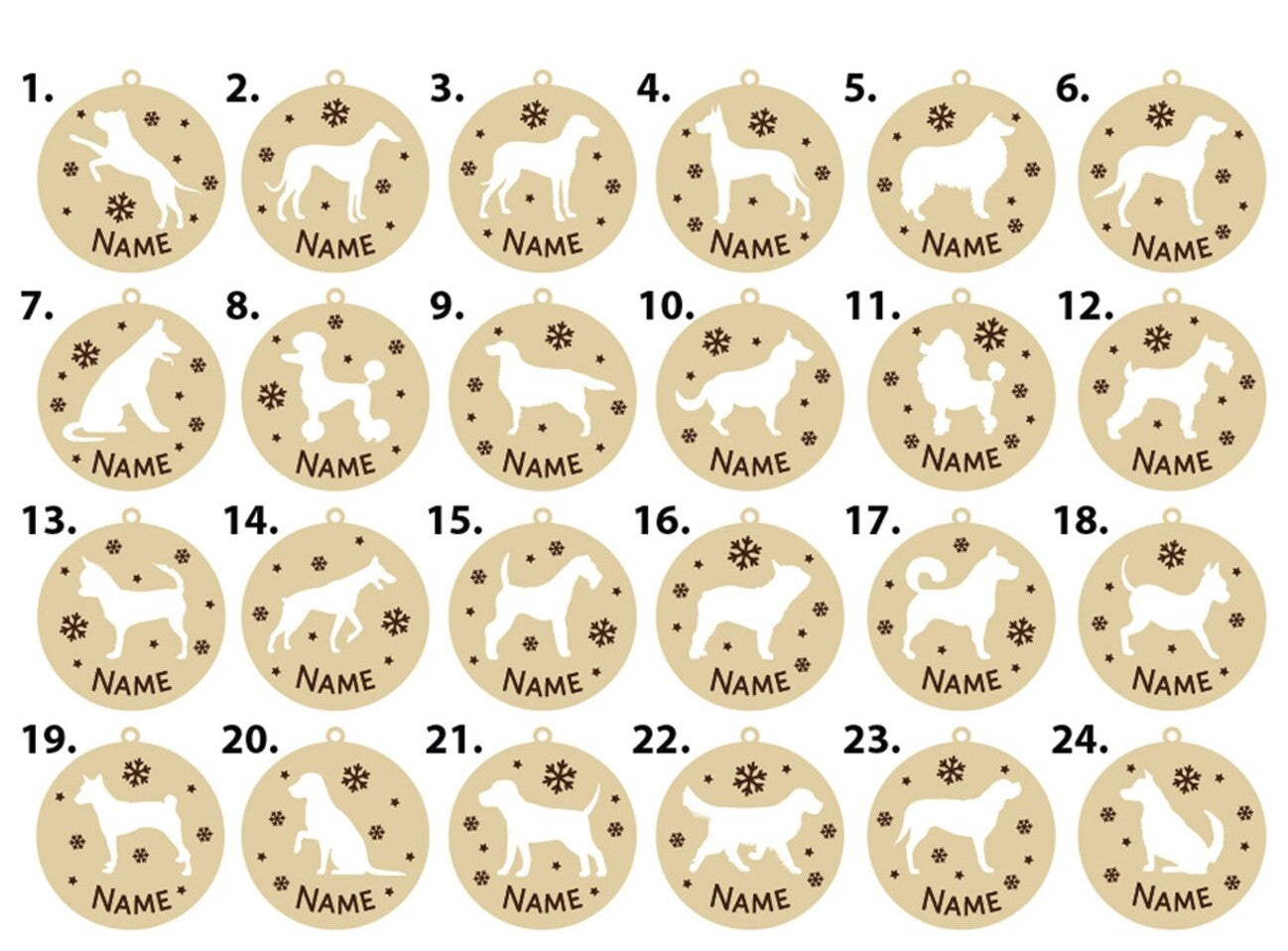 kersthanger hond verschillende rassen