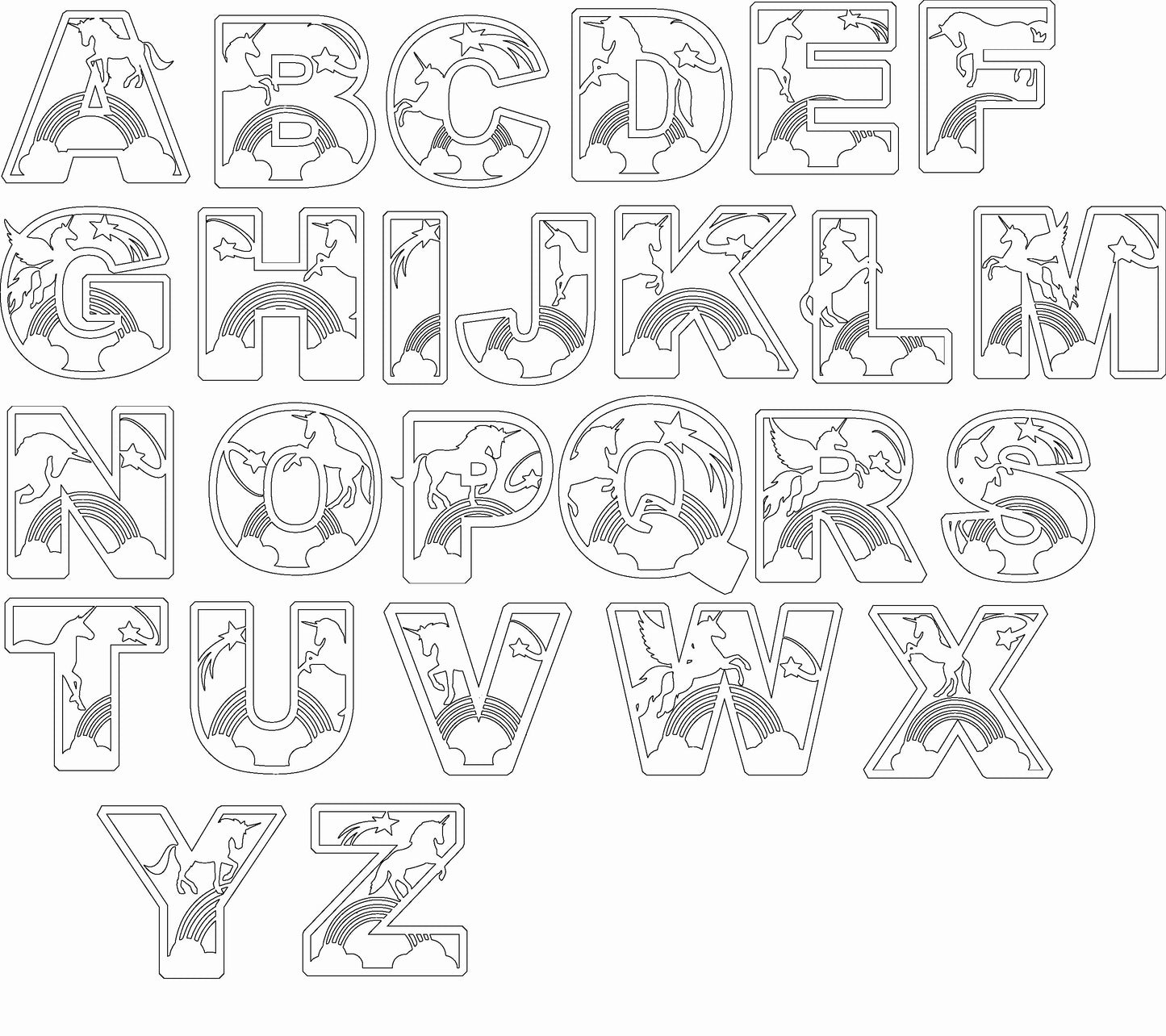 Houten letter thema Unicorn