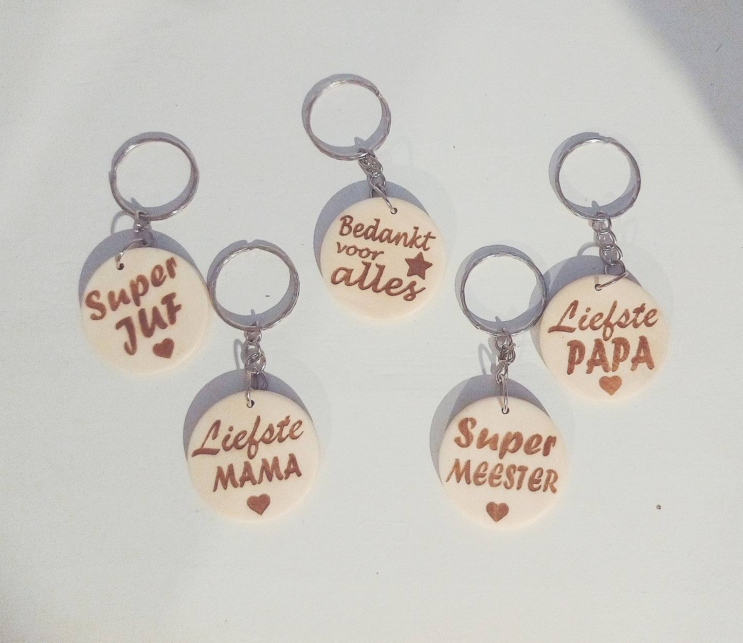ronde sleutelhanger - superjuf