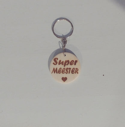 ronde sleutelhanger - super meester