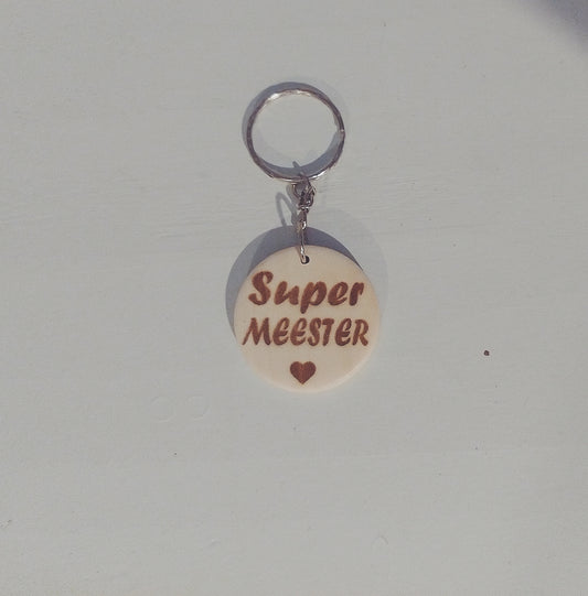 ronde sleutelhanger - super meester