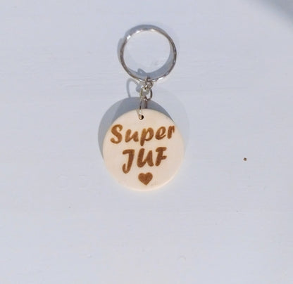 ronde sleutelhanger - superjuf