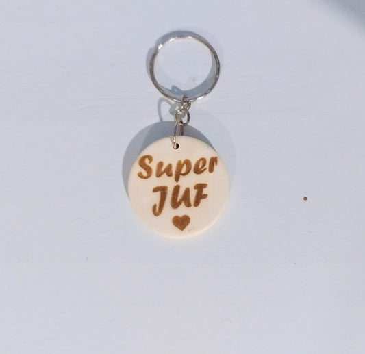 ronde sleutelhanger - superjuf