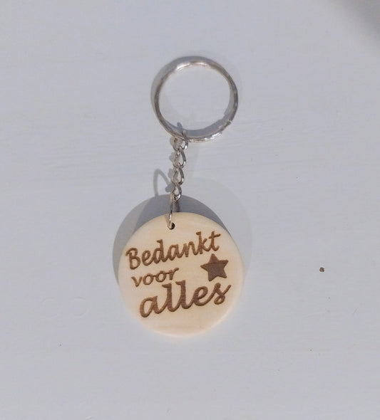 ronde sleutelhanger - bedankt voor alles