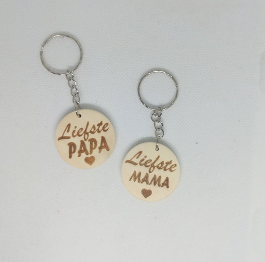 ronde sleutelhanger - Liefste mama /Liefste papa