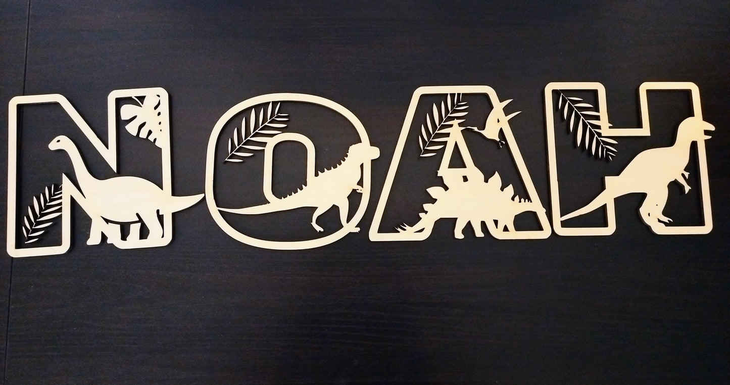 Houten letter thema dino's