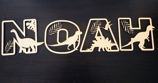 Houten letter thema dino's