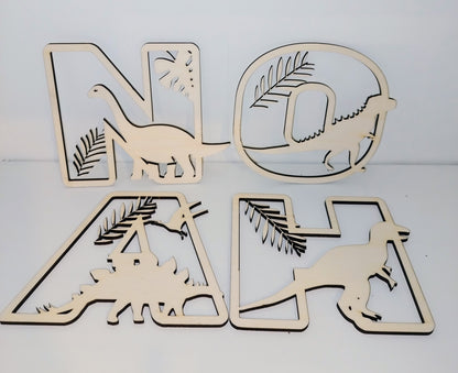 Houten letter thema dino's