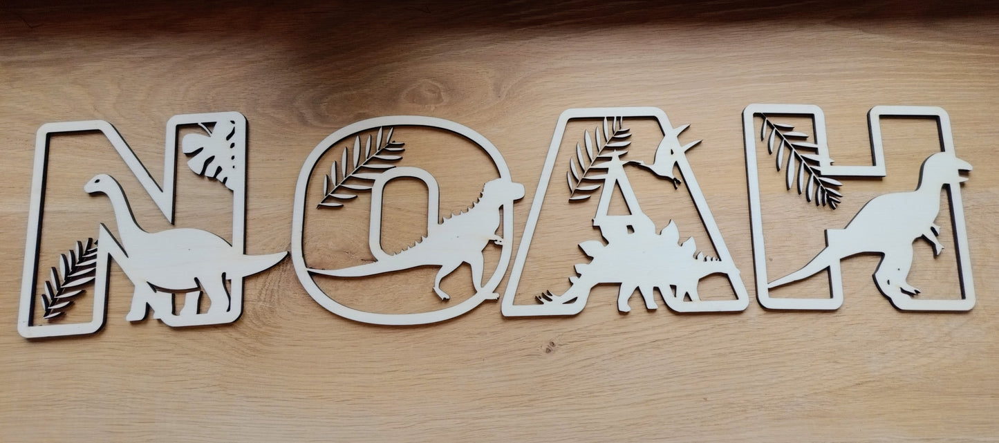 Houten letter thema dino's