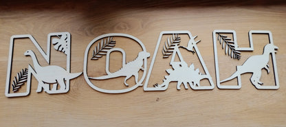 Houten letter thema dino's