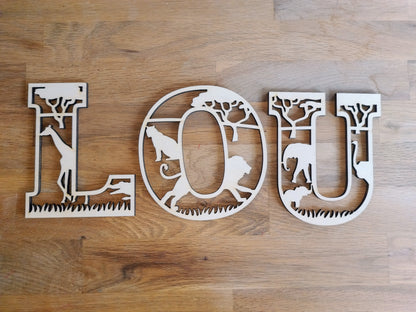 Houten letter thema Safari/jungle