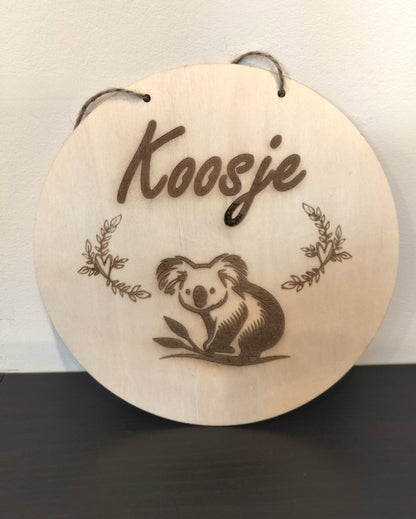 Houten naambord vol
