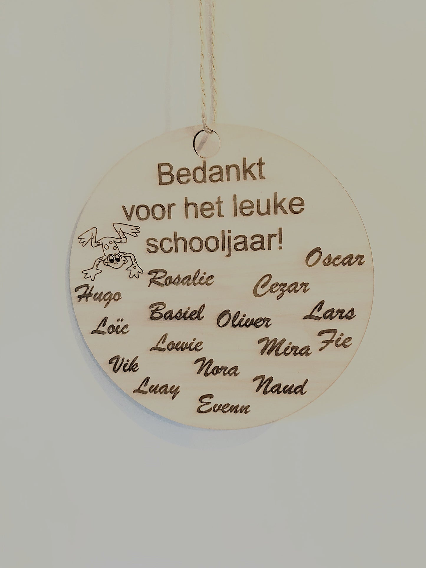Houten bord in de klas van.. juf/meester