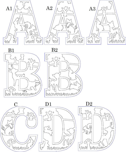Houten letter thema bosdieren