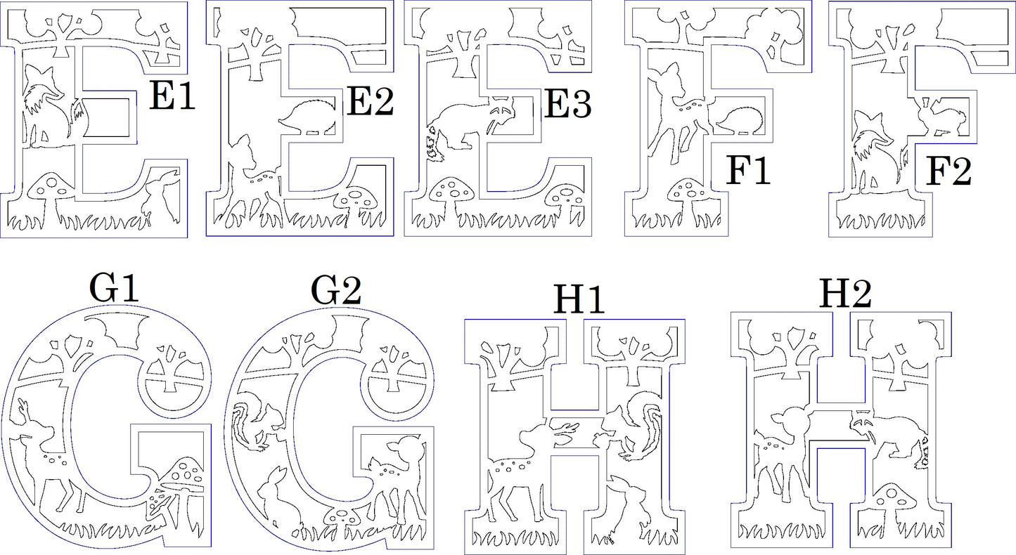 Houten letter thema bosdieren