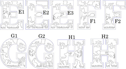 Houten letter thema bosdieren