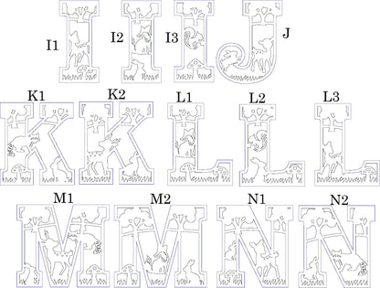 Houten letter thema bosdieren