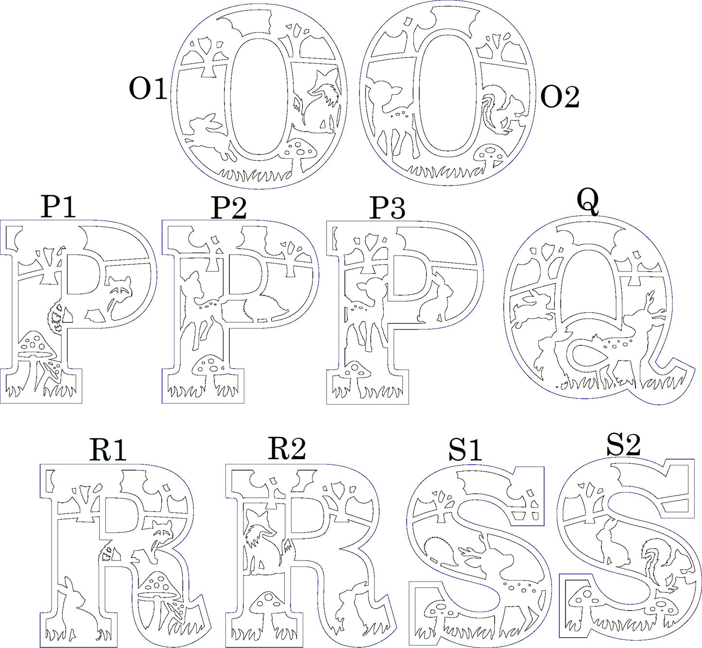 Houten letter thema bosdieren