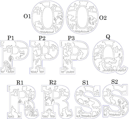 Houten letter thema bosdieren