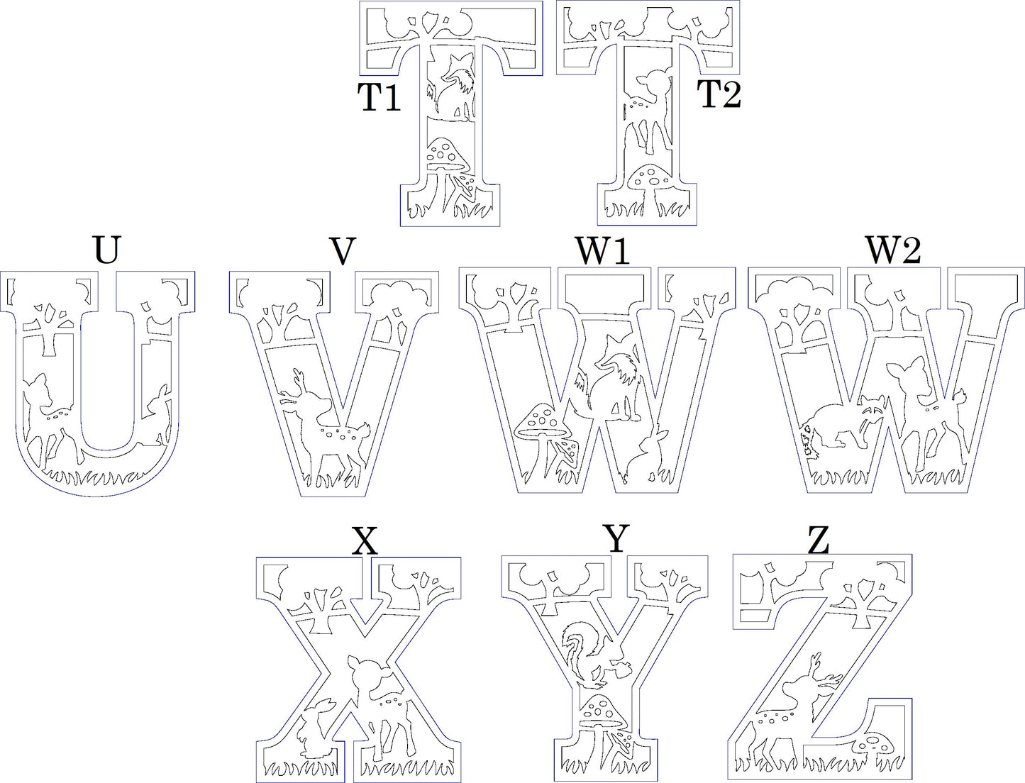 Houten letter thema bosdieren