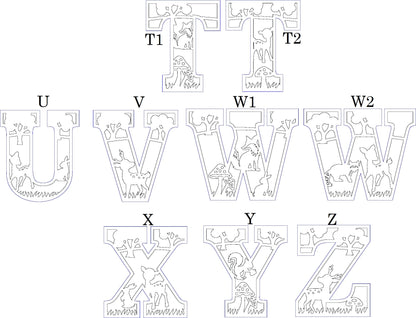 Houten letter thema bosdieren