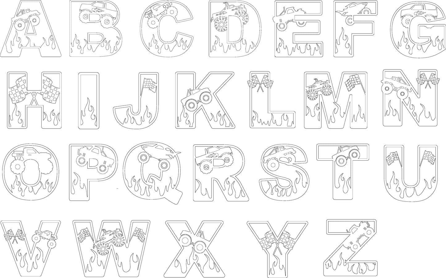 Houten letter thema Monster truck
