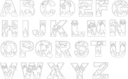 Houten letter thema Monster truck