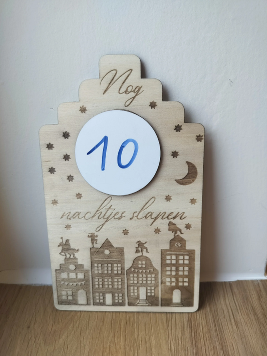 Houten aftelkalender sinterklaas