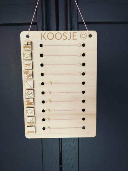 Houten Dagplanner met Personaliseerbare Pictogrammen