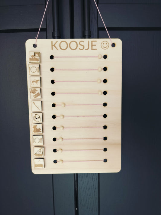 Houten Dagplanner met Personaliseerbare Pictogrammen