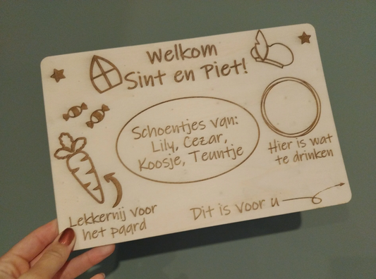 Houten schoenbord Sinterklaas - gepersonaliseerd