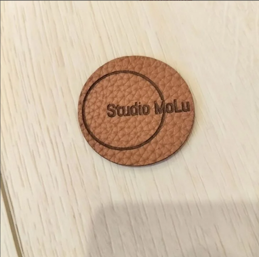 Lederen labels rond of rechthoek
