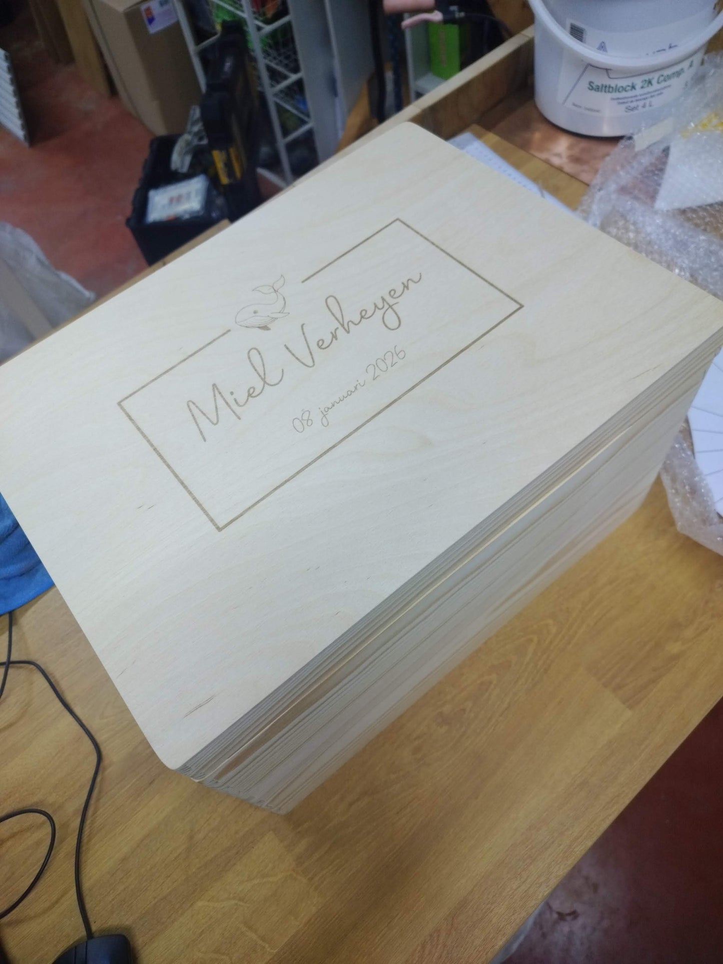 Memory box klepdeksel gegraveerd