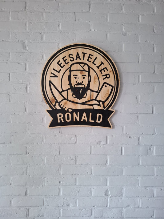 Houten bord met logo in epoxy
